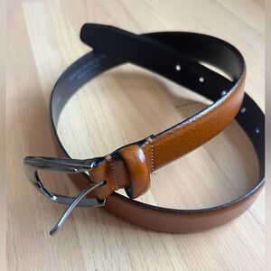 Paul Lawrence Genuine Brown Leather Belt 30 Waist Made in Italy Metal Buckle